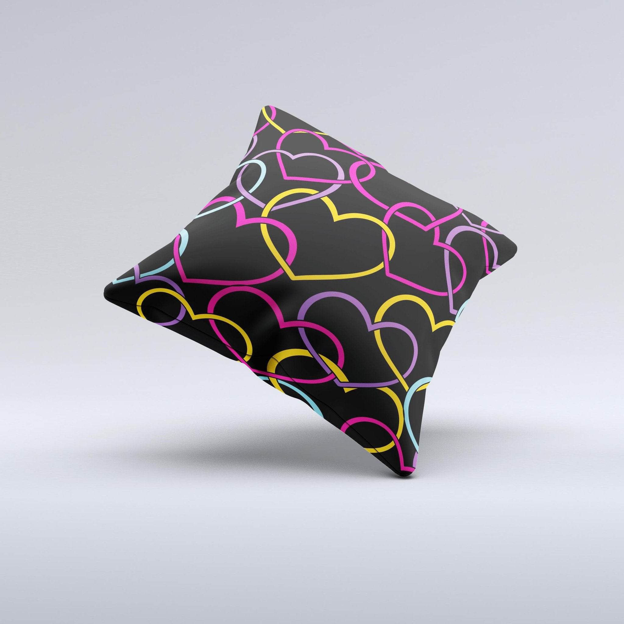 Colorful Vector Hearts Ink-Fuzed Decorative Throw Pillow - Big J's Showstoppin' Store